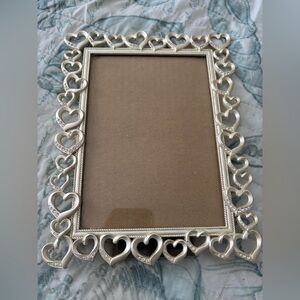Fetco Vintage Elegant Heart-Shaped Silver Photo Frame Rhinestones